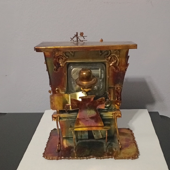 Other - Handcrafted Metallic Brass-Tone Musician Sculpture Home Art